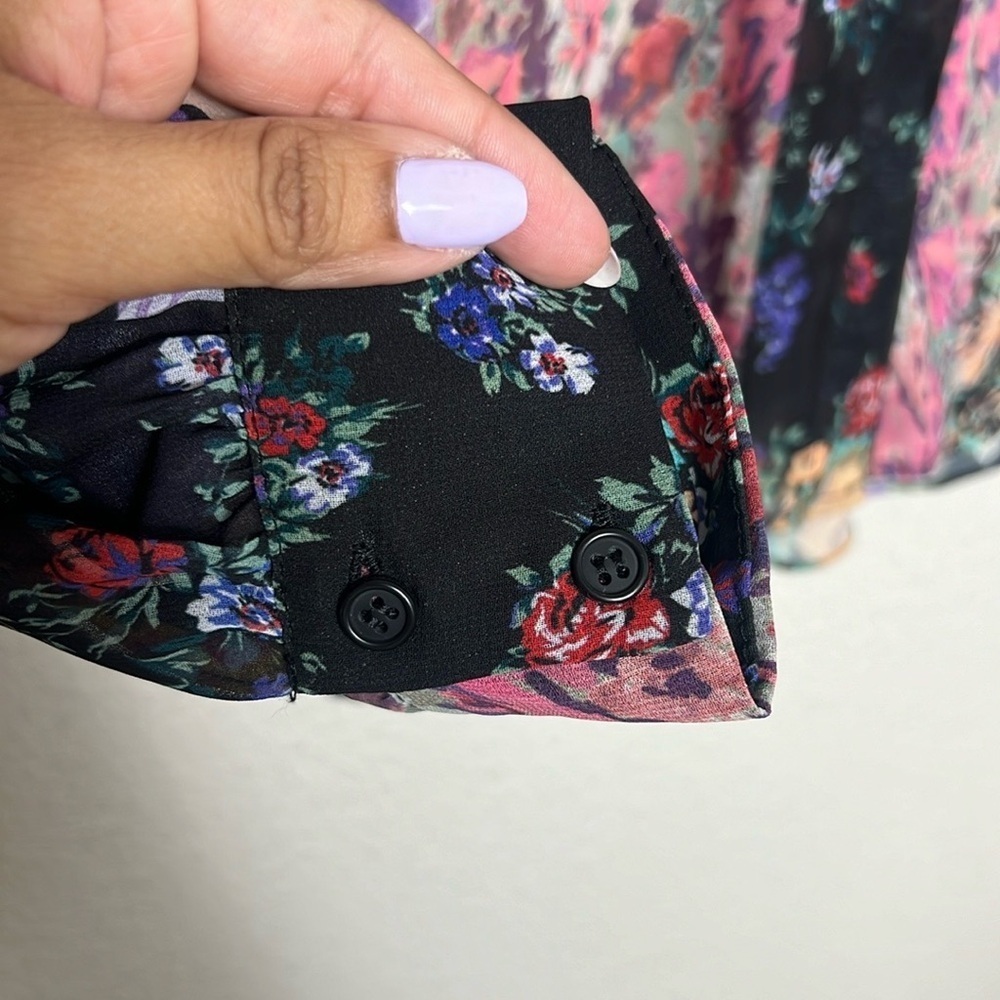 Zara Floral Patch Button Down Blouse - image 8